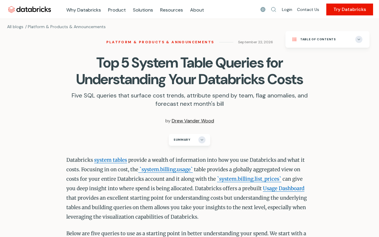 Databricks Cost Analysis: A Practical Guide to 5 System Table Query Strategies