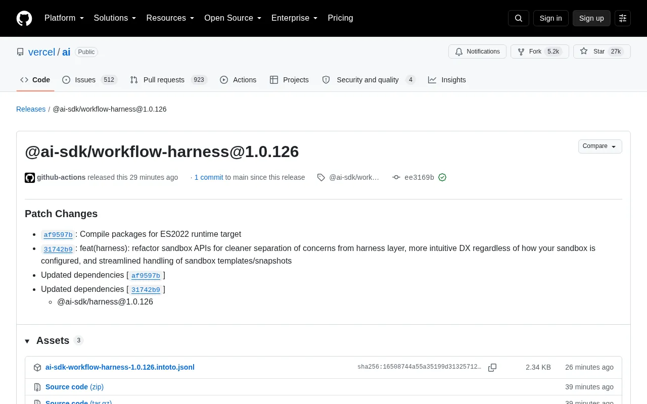 Vercel AI SDK Update: workflow-harness Sandbox API Refactoring Explained