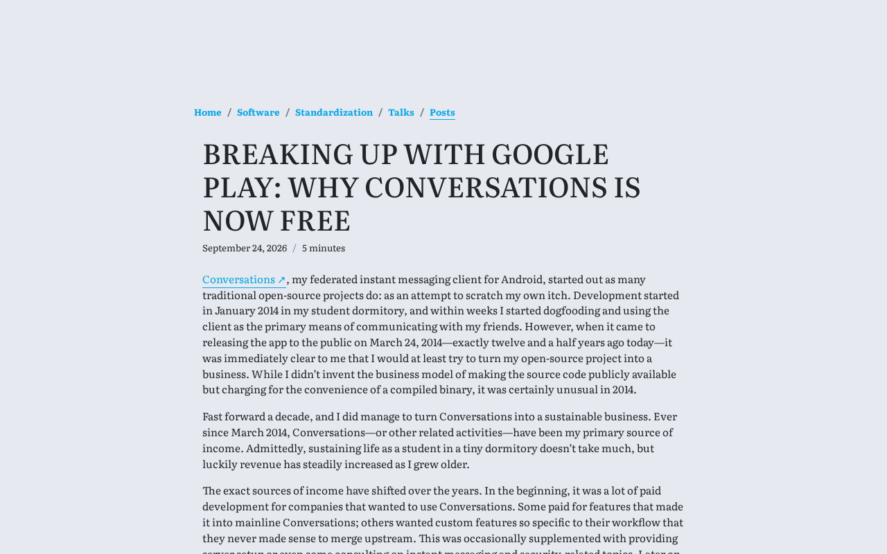 Breaking Up with Google Play: Why Conversations Is Going Free and Open Source