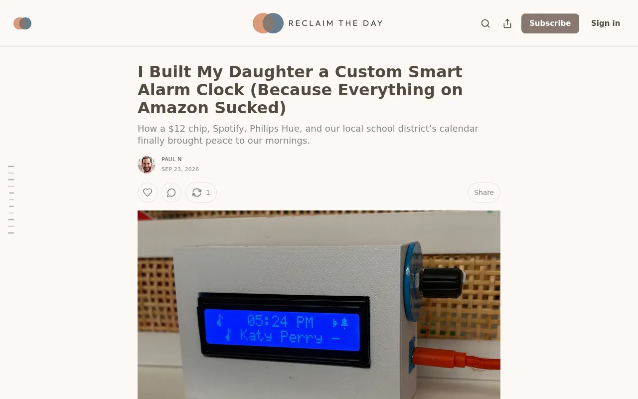 DIY Custom Alarm Clock for His Daughter: One Father's Frustration with Off-the-Shelf Products