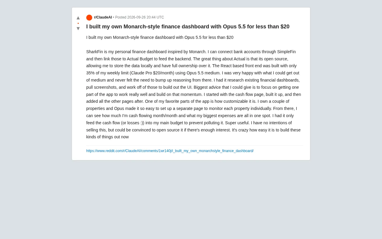 Building a Personal Finance Dashboard for Under $20 with Claude Opus 5.5