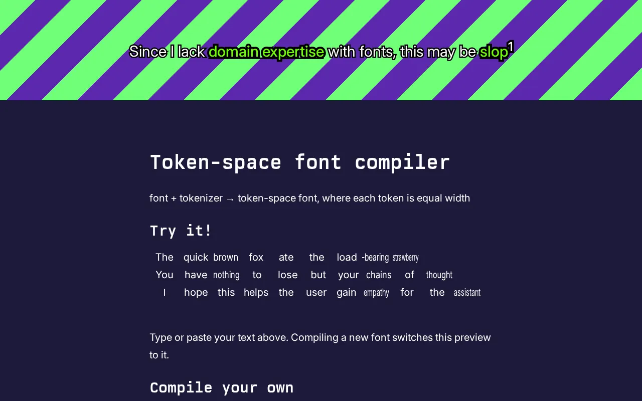 Making Every LLM Token Equal Width: A Novel Approach to Font Generation