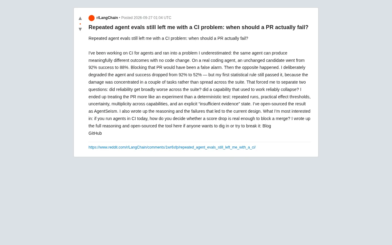 The CI Problem with AI Agents: Should Score Fluctuations Block Your PR?