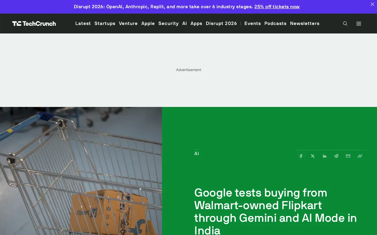 谷歌在印度测试Gemini购物:AI Mode接入Flipkart