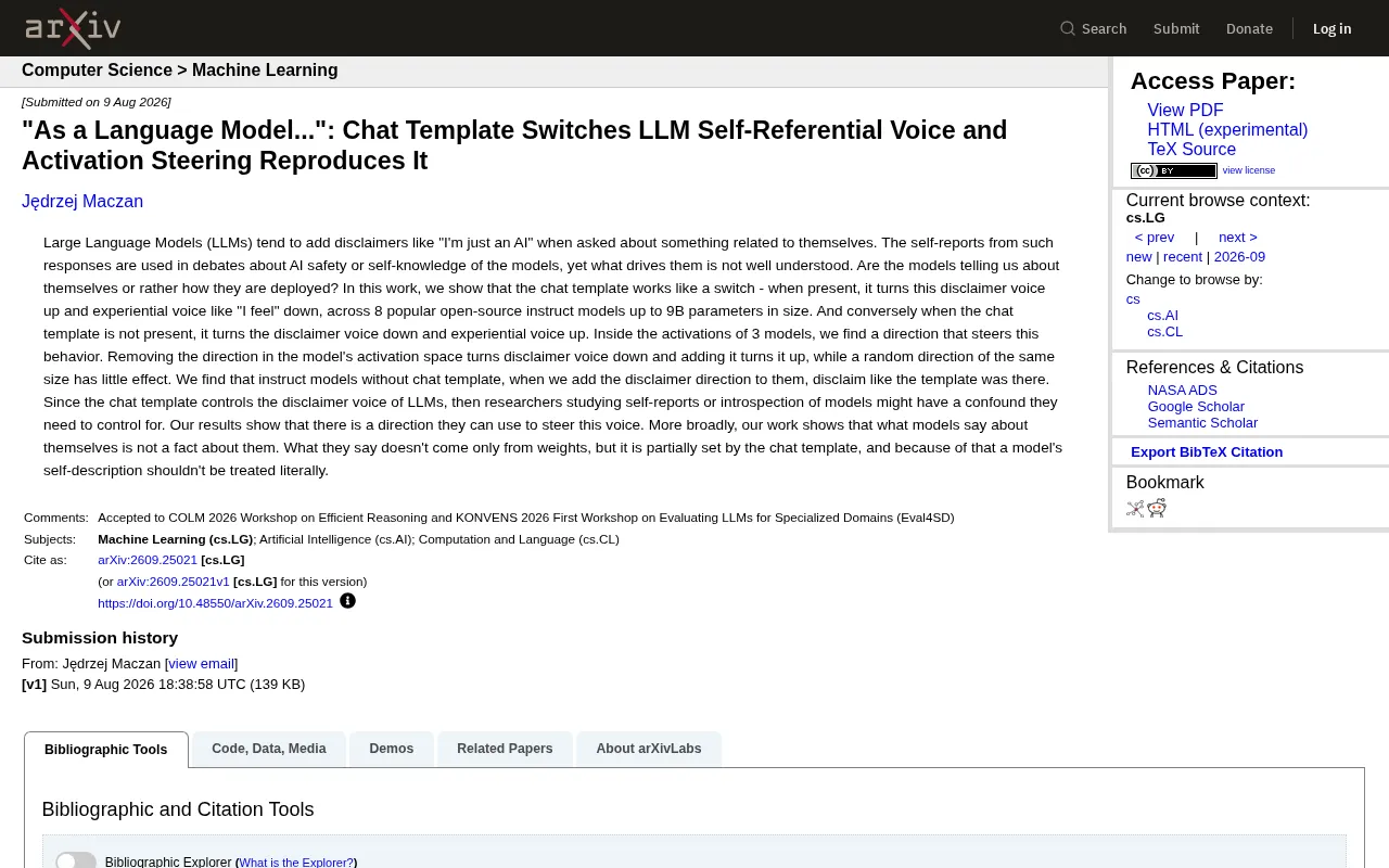 How Chat Templates Shape an LLM's Self-Identity