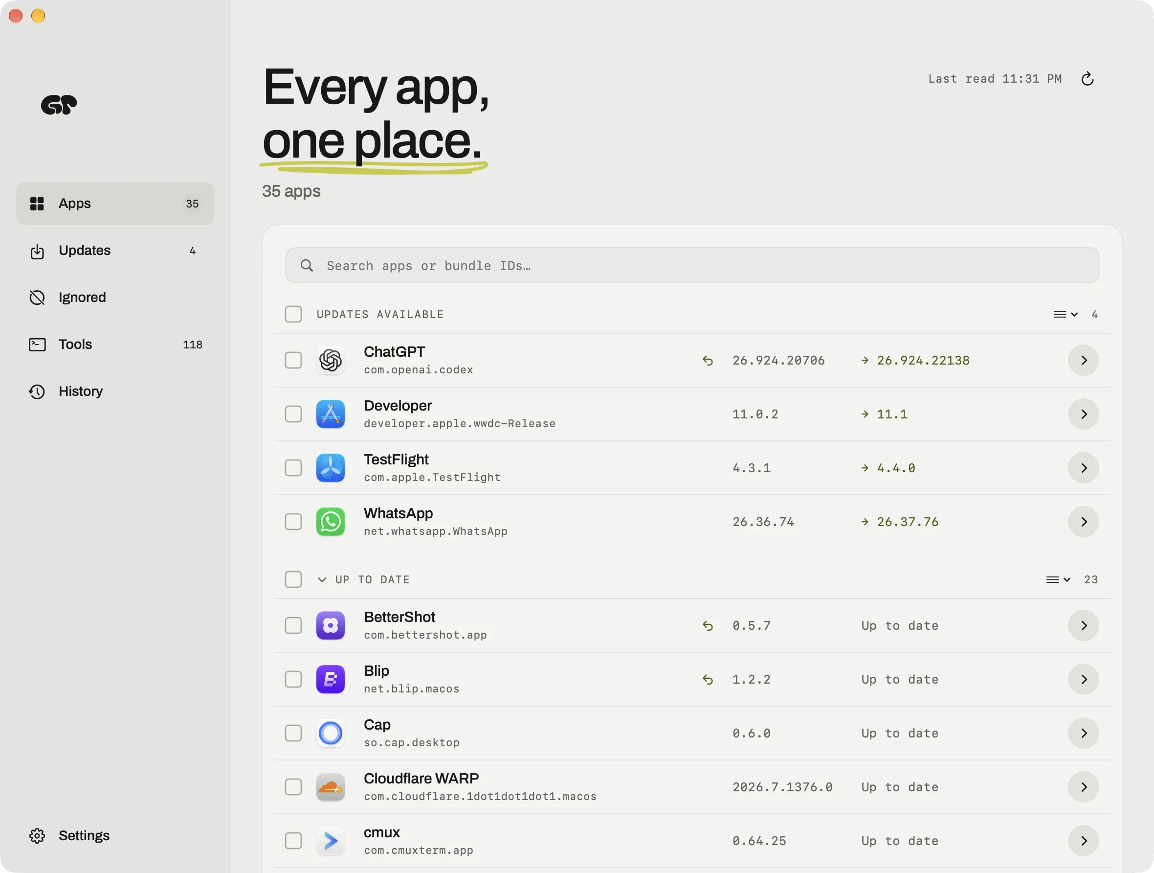 Greypaint: Update All Your Mac Apps in One Click — With Rollback Support