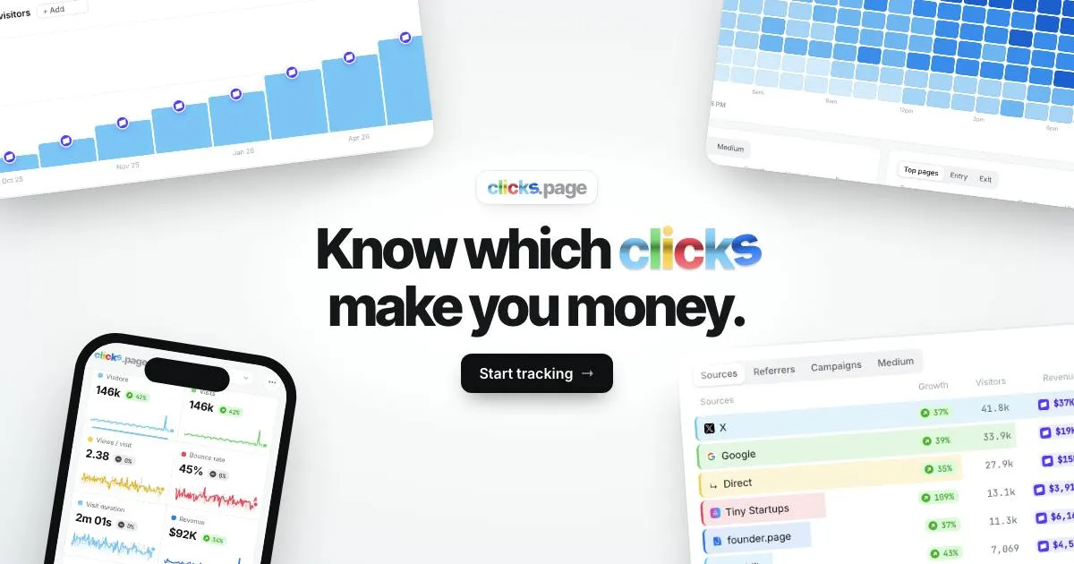 Clicks.page:为独立开发者打造的收入优先型网站分析工具