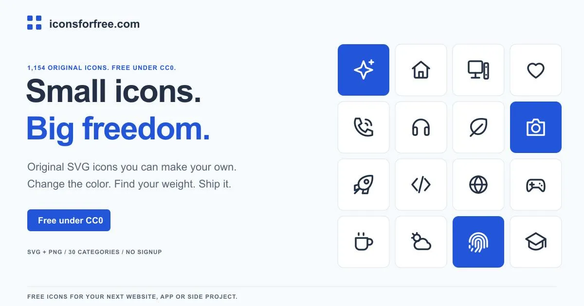 Icons for free product page