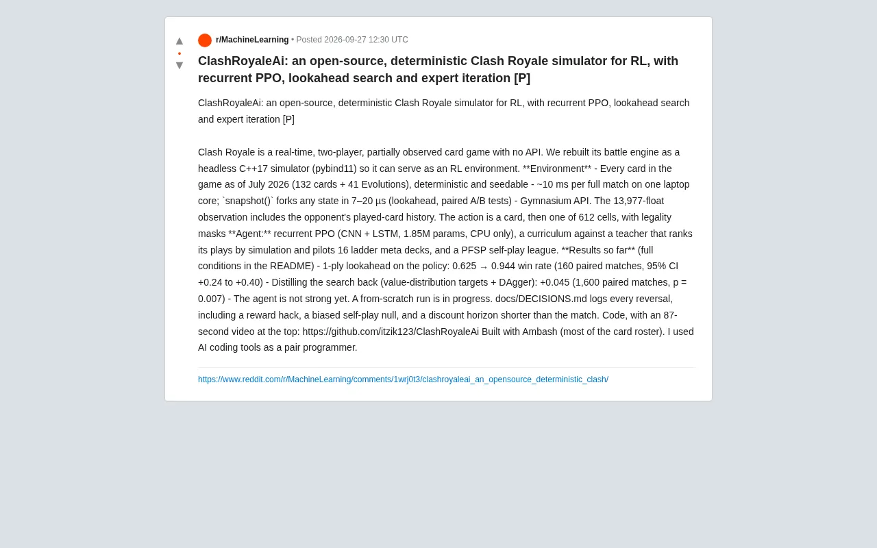 ClashRoyaleAi: An Open-Source Clash Royale RL Simulator with PPO Agents in Practice