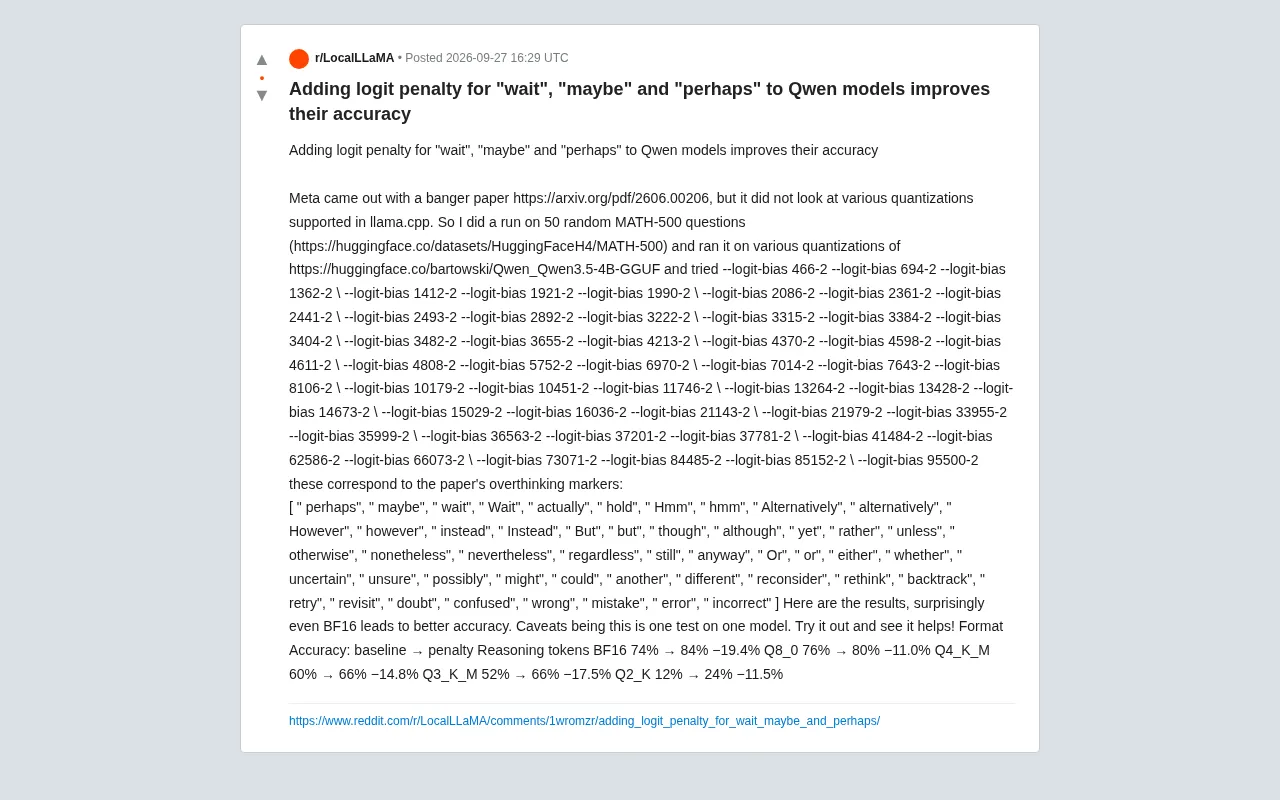 抑制"过度思考"词汇:logit惩罚如何提升Qwen模型准确率