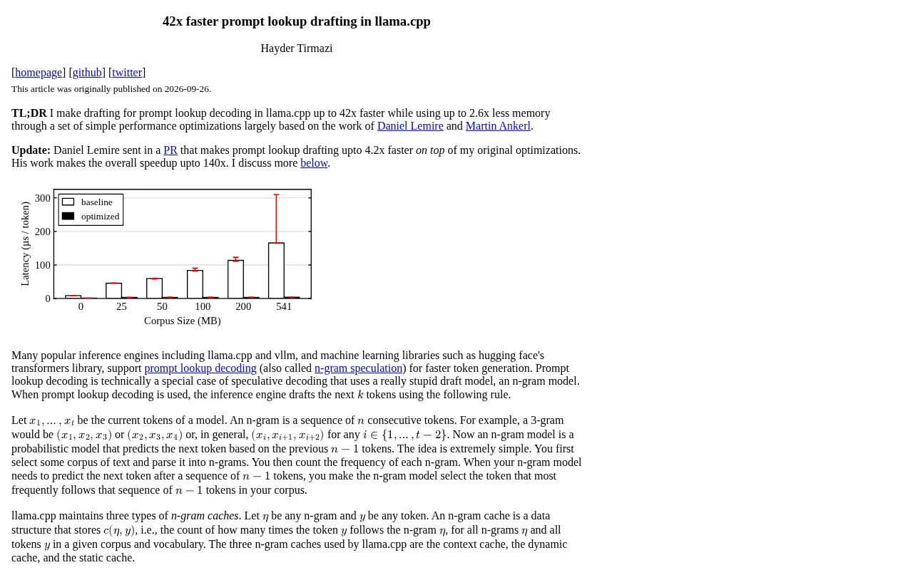 llama.cpp Introduces Prompt Lookup Drafting: Up to 42x Inference Speedup