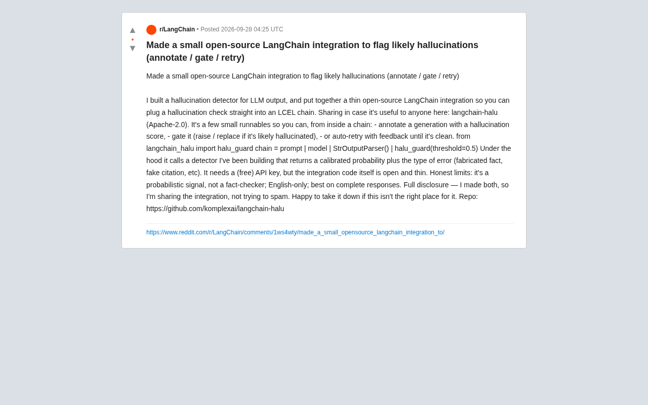 langchain-halu:给LangChain加一层LLM幻觉检测