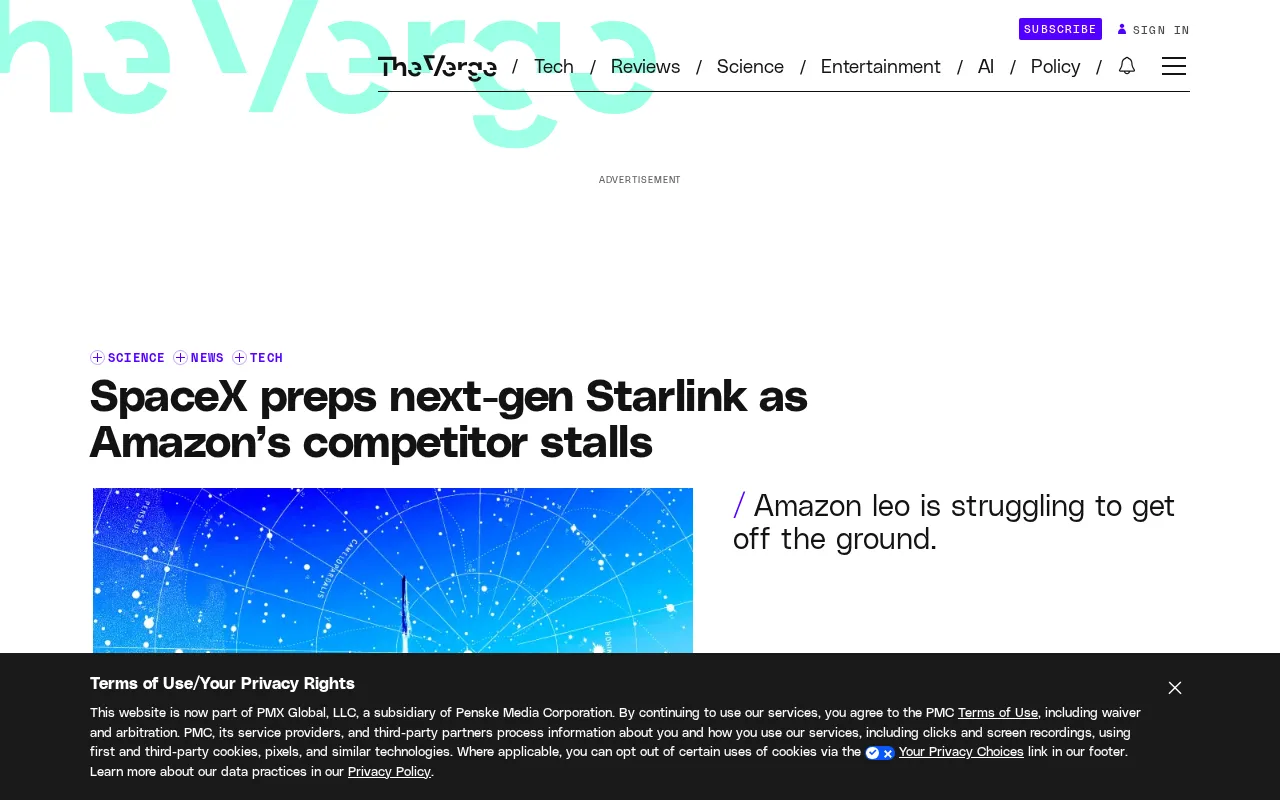 SpaceX Deploys Next-Gen Starlink V3 Satellites as Amazon's Rival Project Stalls