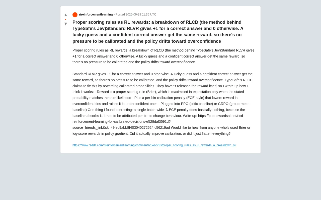 RLCD 解析:用适当评分规则让 RL 奖励校准置信度