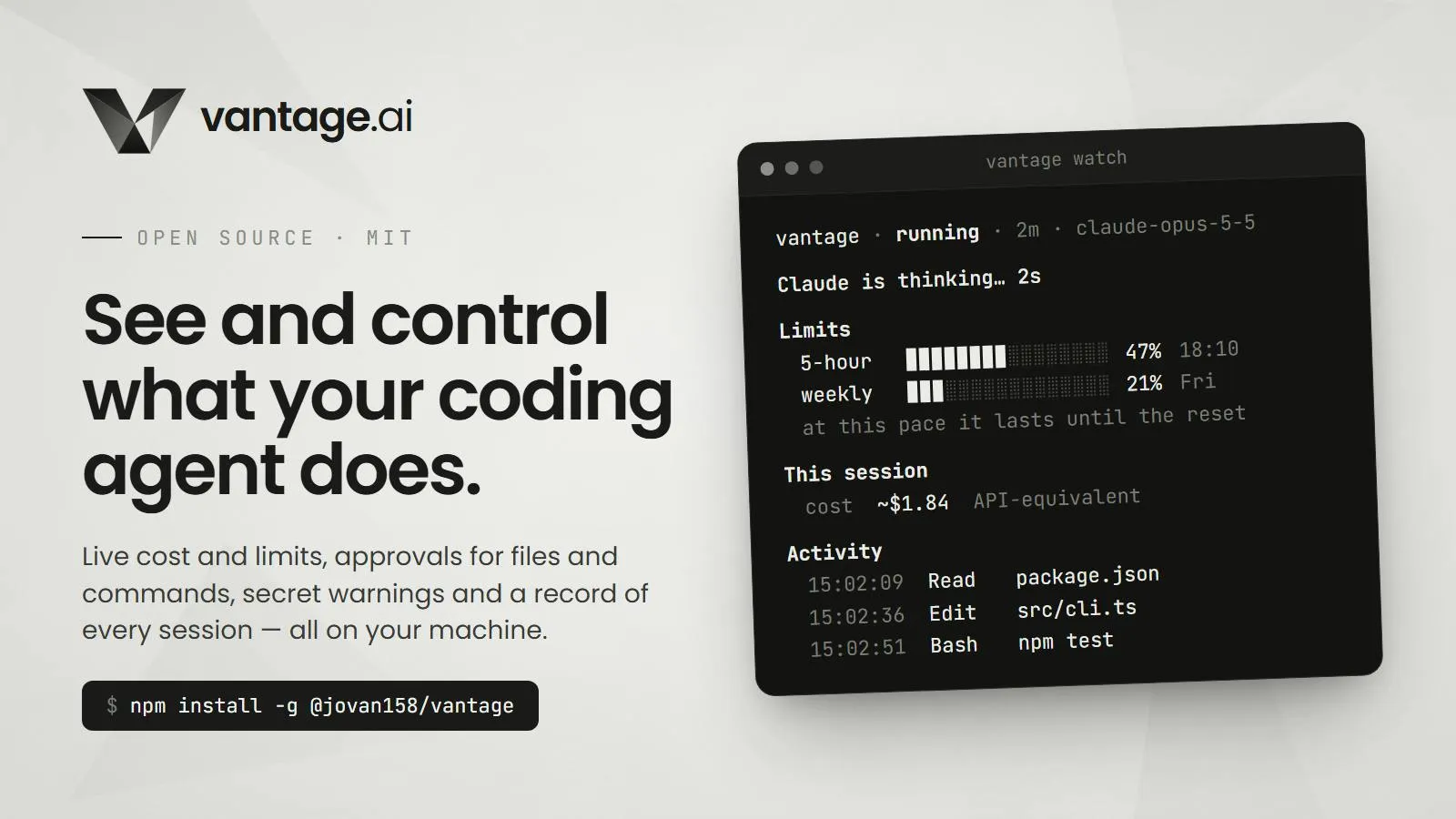 Vantage.ai: Cost Monitoring and Guardrails for Your Coding Agent