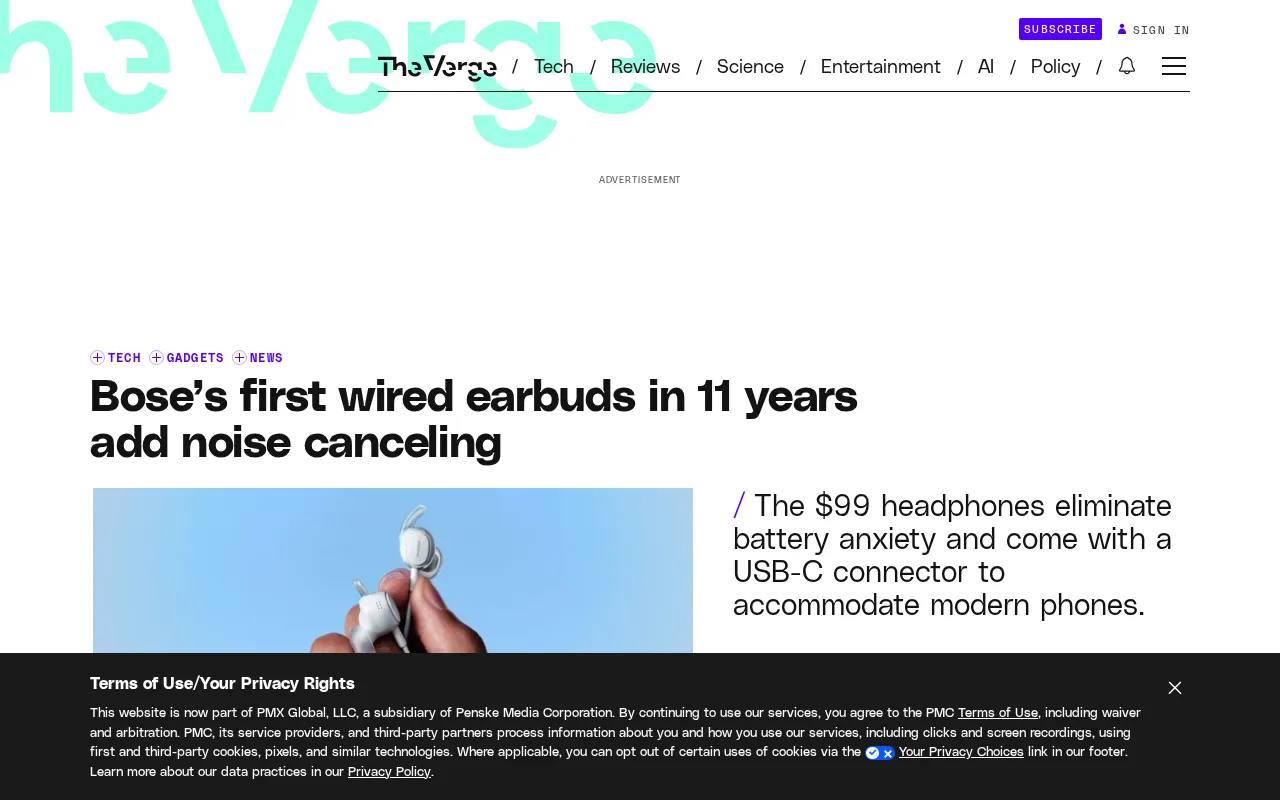 Bose Noise Cancelling Wired Earbuds