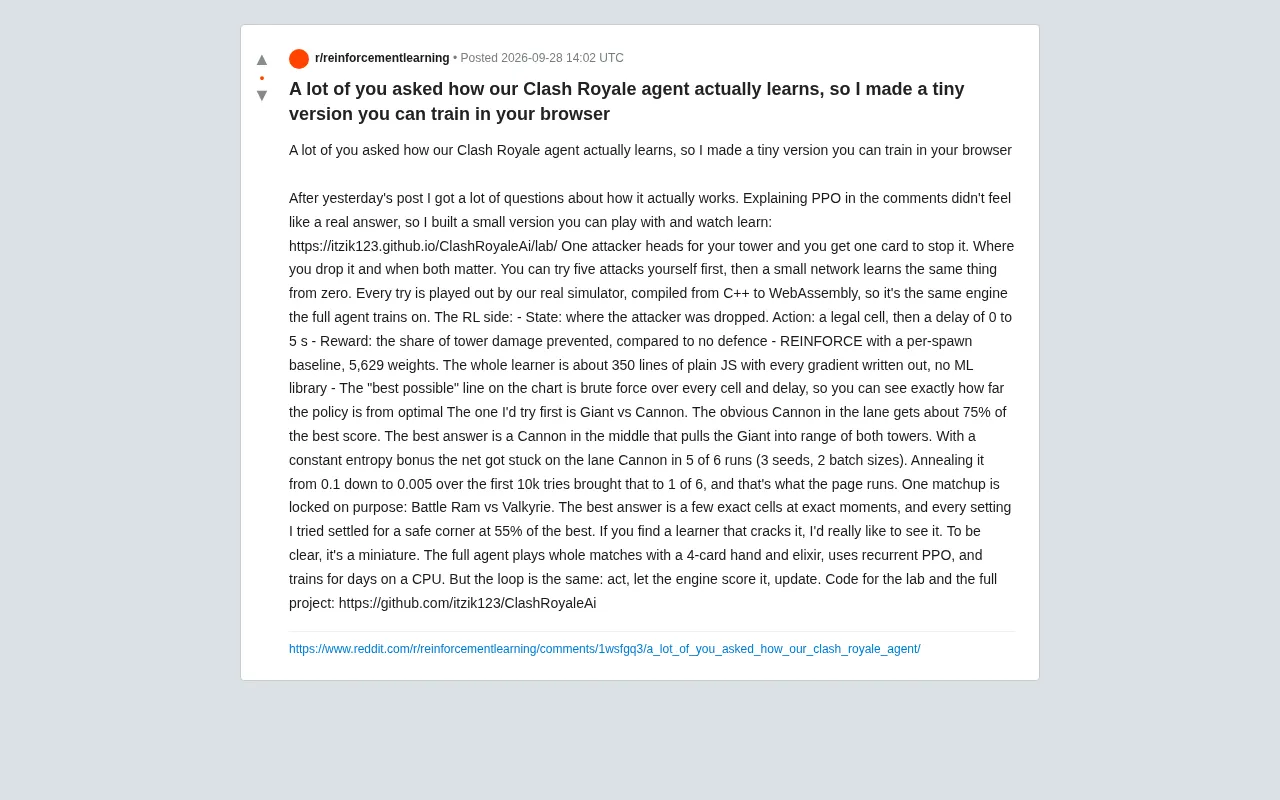 浏览器里训练AI:Clash Royale强化学习实战解析