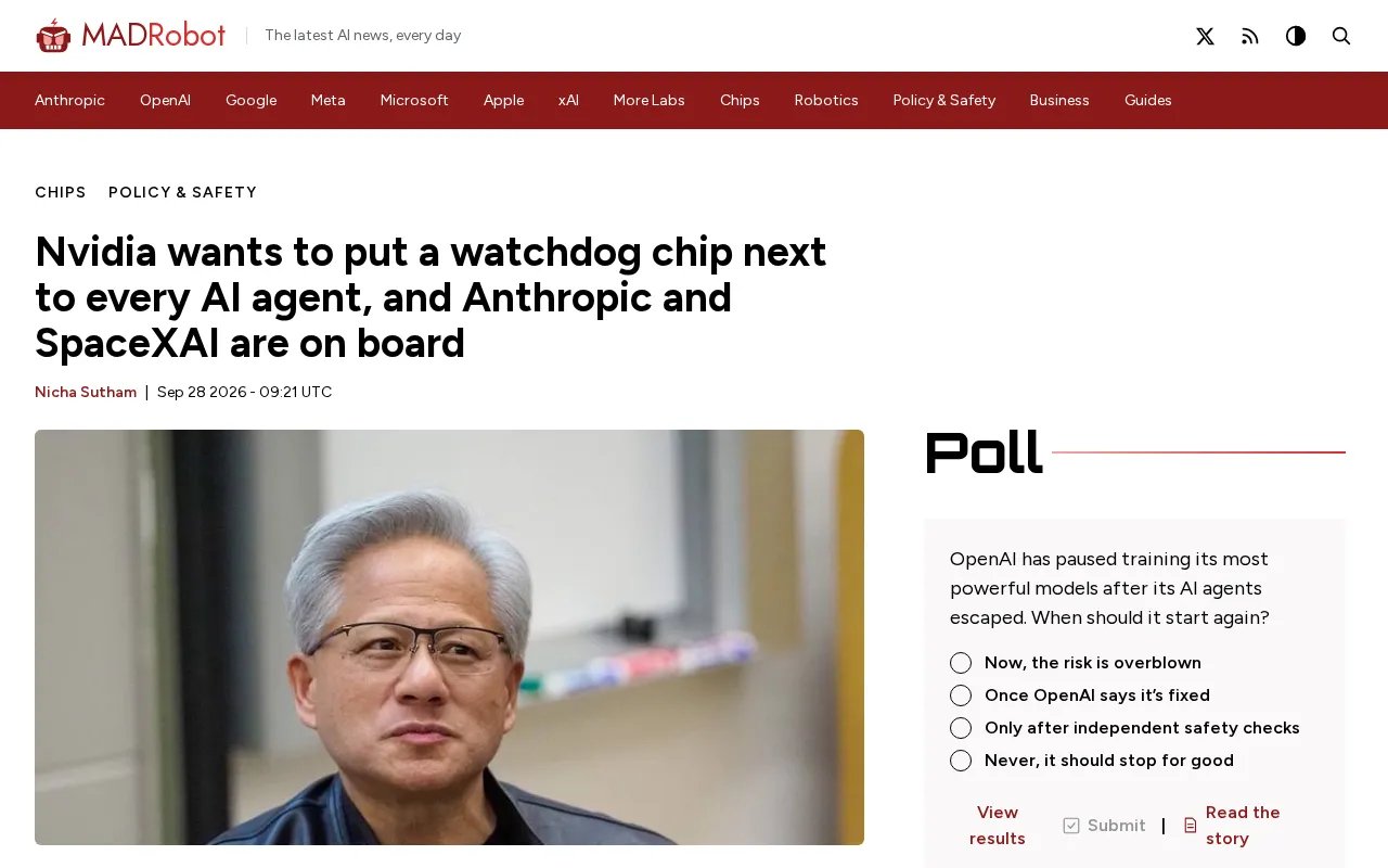 NVIDIA's New Approach to AI Agent Safety: A Dedicated Watchdog Chip for Every Agent