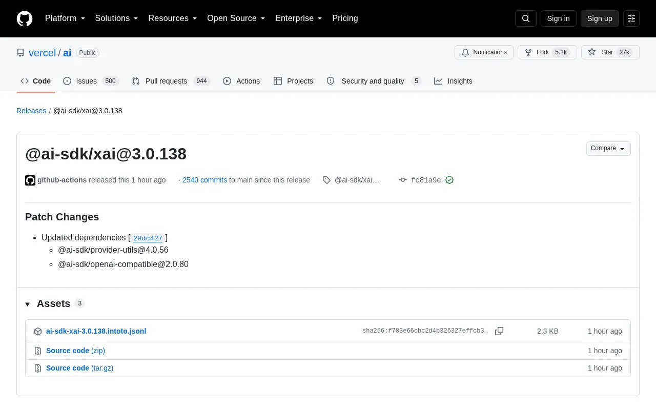 rss source: @ai-sdk/xai@3.0.138