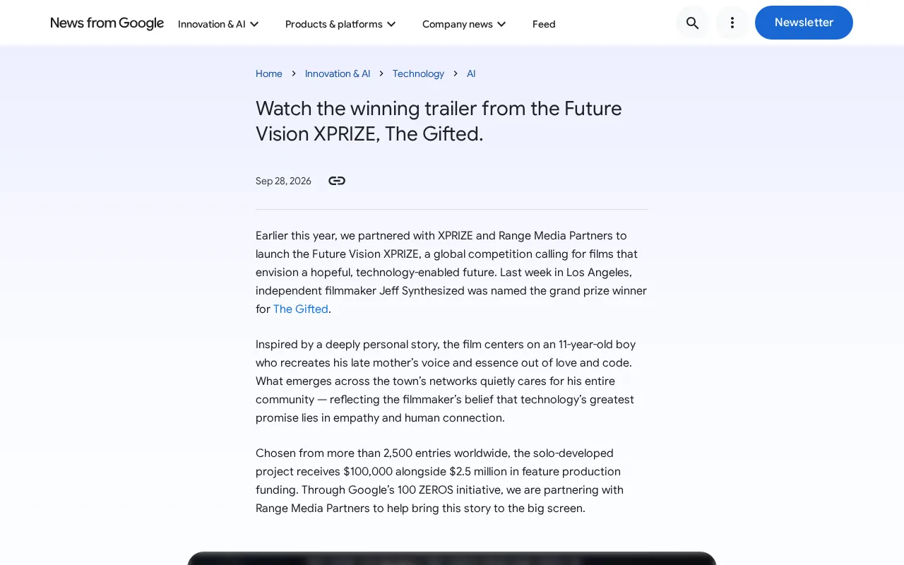 Future Vision XPRIZE Announces Winner: Trailer 'The Gifted'