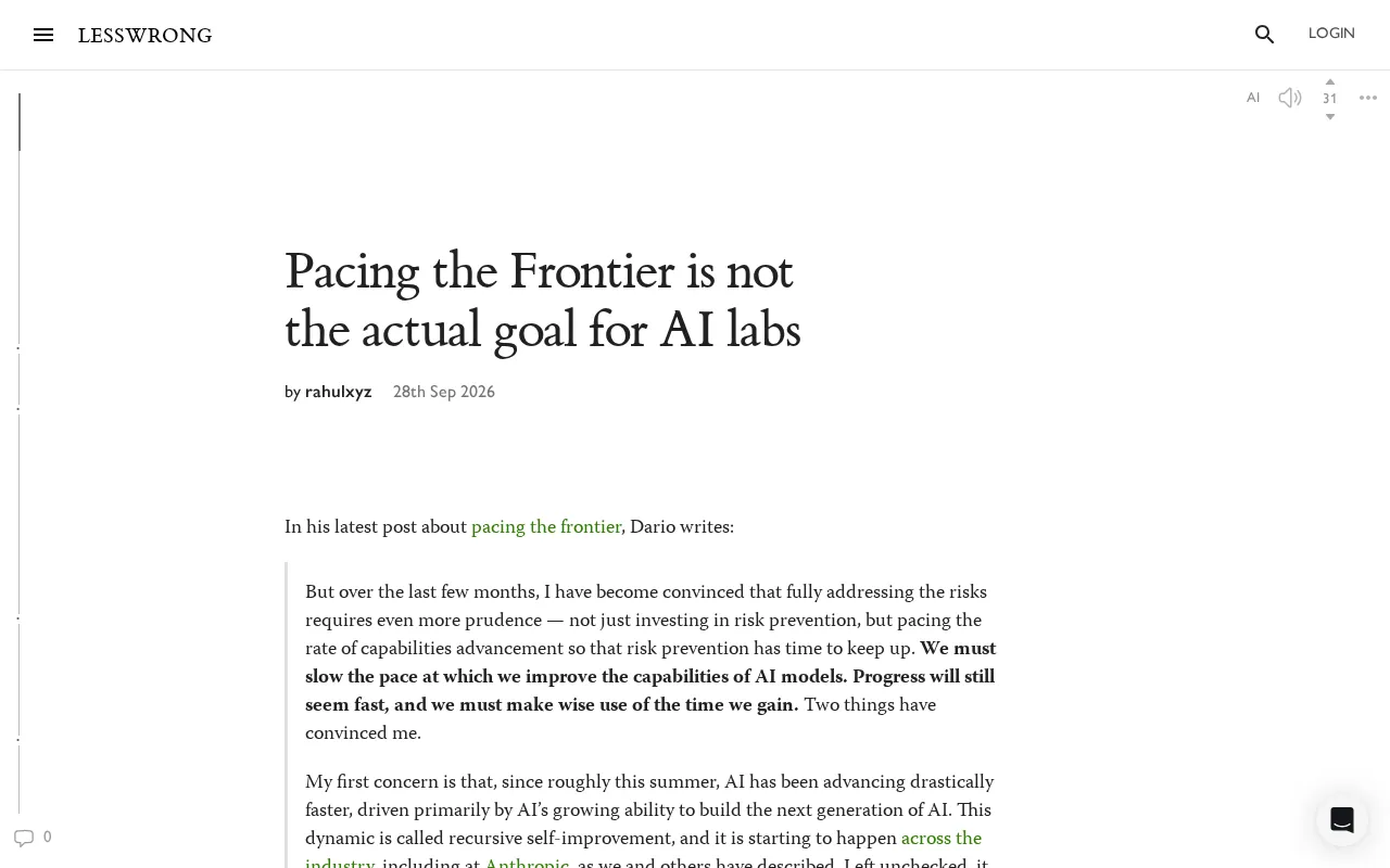 What AI Labs Are Really After: It's Not Just About 'Pacing the Frontier'