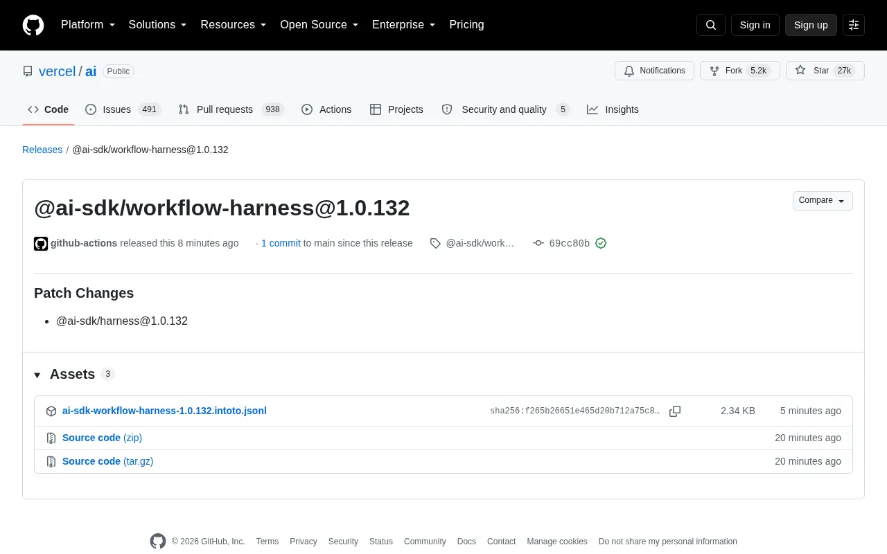 Vercel AI SDK Update: workflow-harness Version Release Breakdown