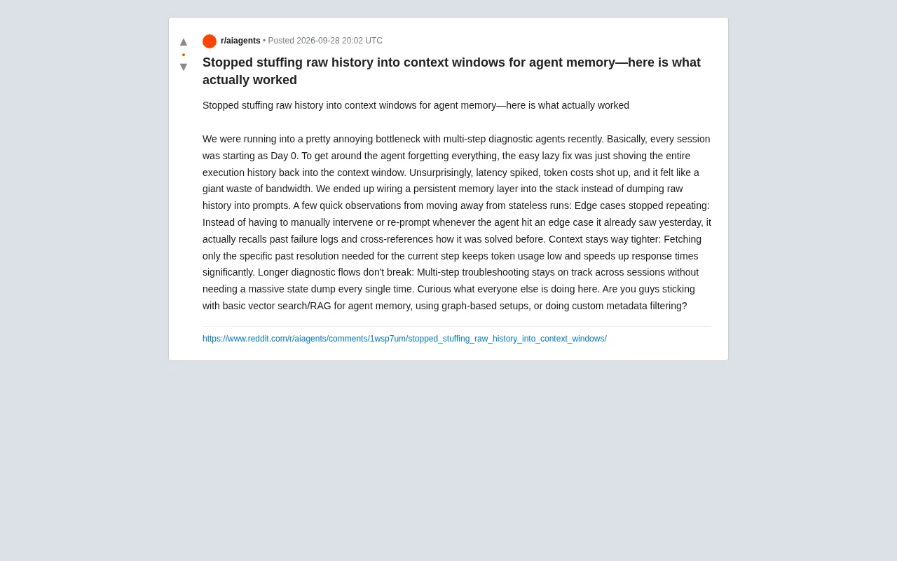 AI Agent Memory Optimization in Practice: Moving Beyond Context Window Stuffing