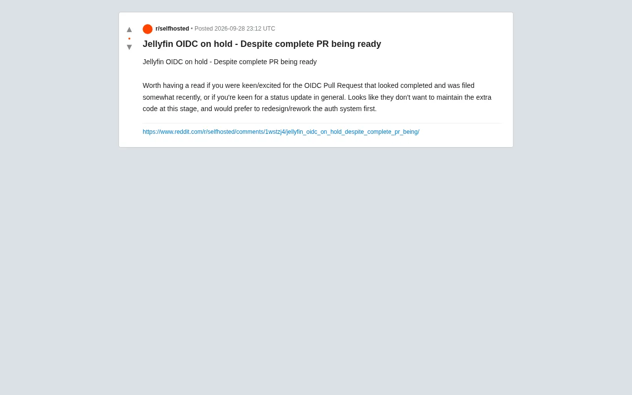 Community discussion about Jellyfin OIDC PR being shelved