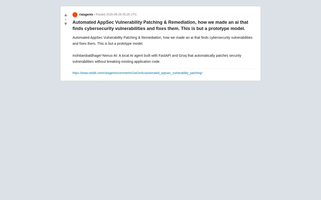 Nexus AI: A Local AI Agent Prototype for Automated Security Vulnerability Detection and Patching