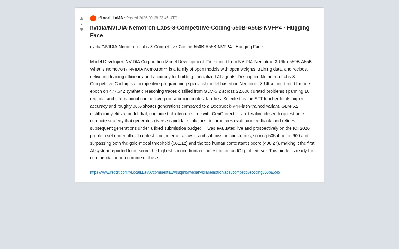 NVIDIA Nemotron Competitive Coding Model Surpasses Top Human Performers at IOI for the First Time