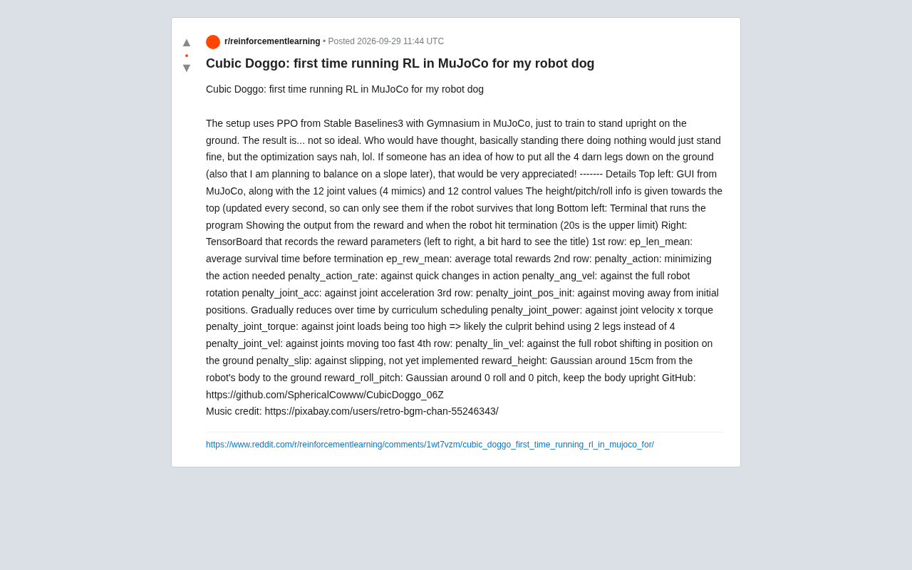 Cubic Doggo实战:用MuJoCo和PPO训练机器狗站立的强化学习踩坑记