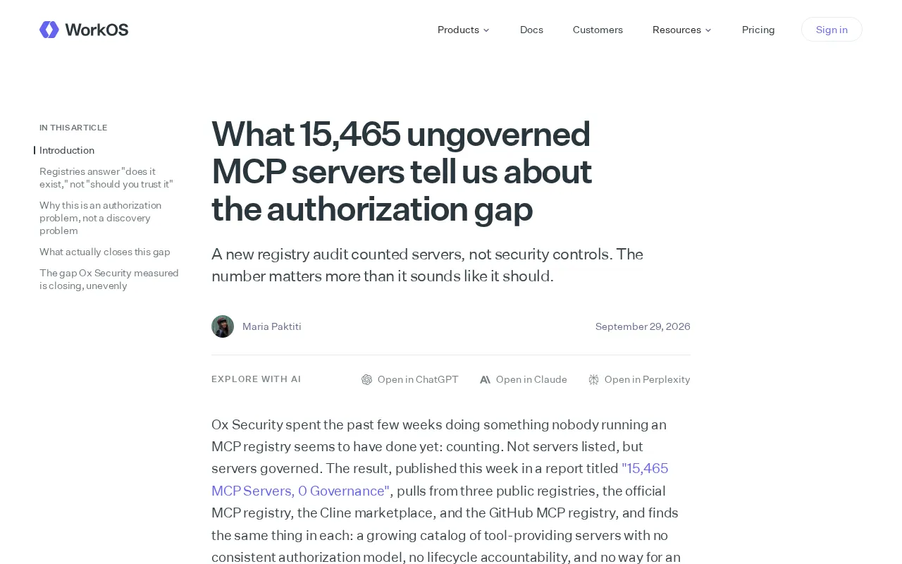 The Authorization Gap Exposed by 15,465 Ungoverned MCP Servers