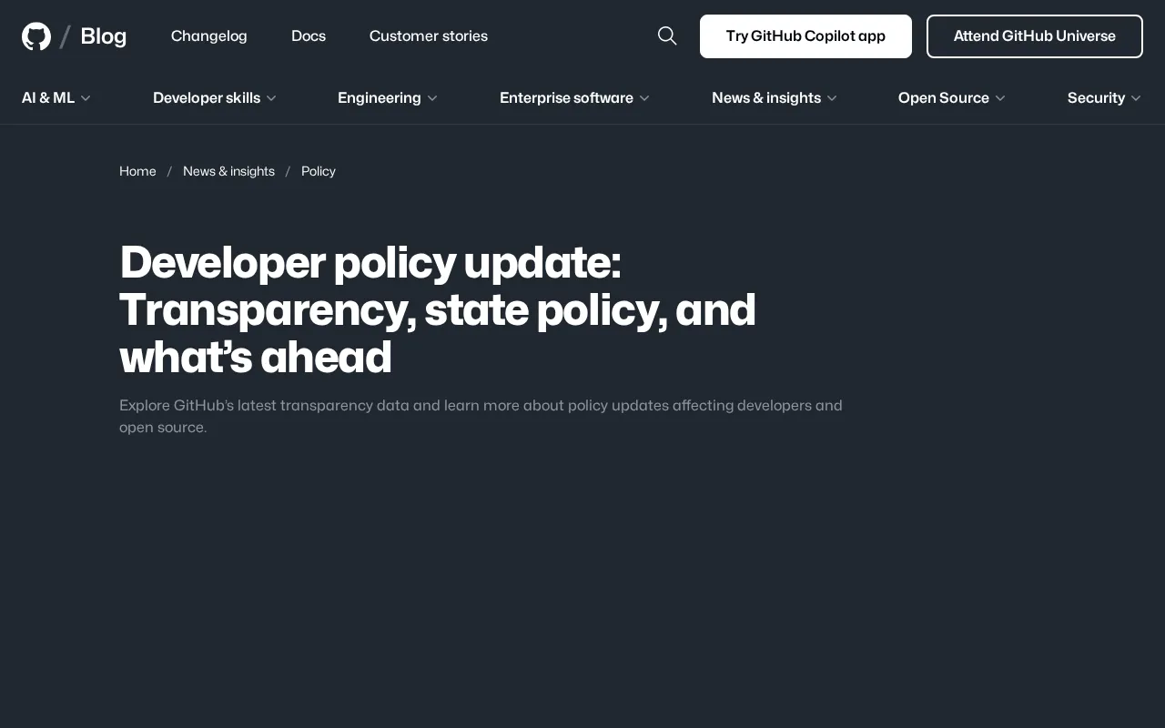 GitHub Developer Policy Update: Transparency and Open Source Policy Trends