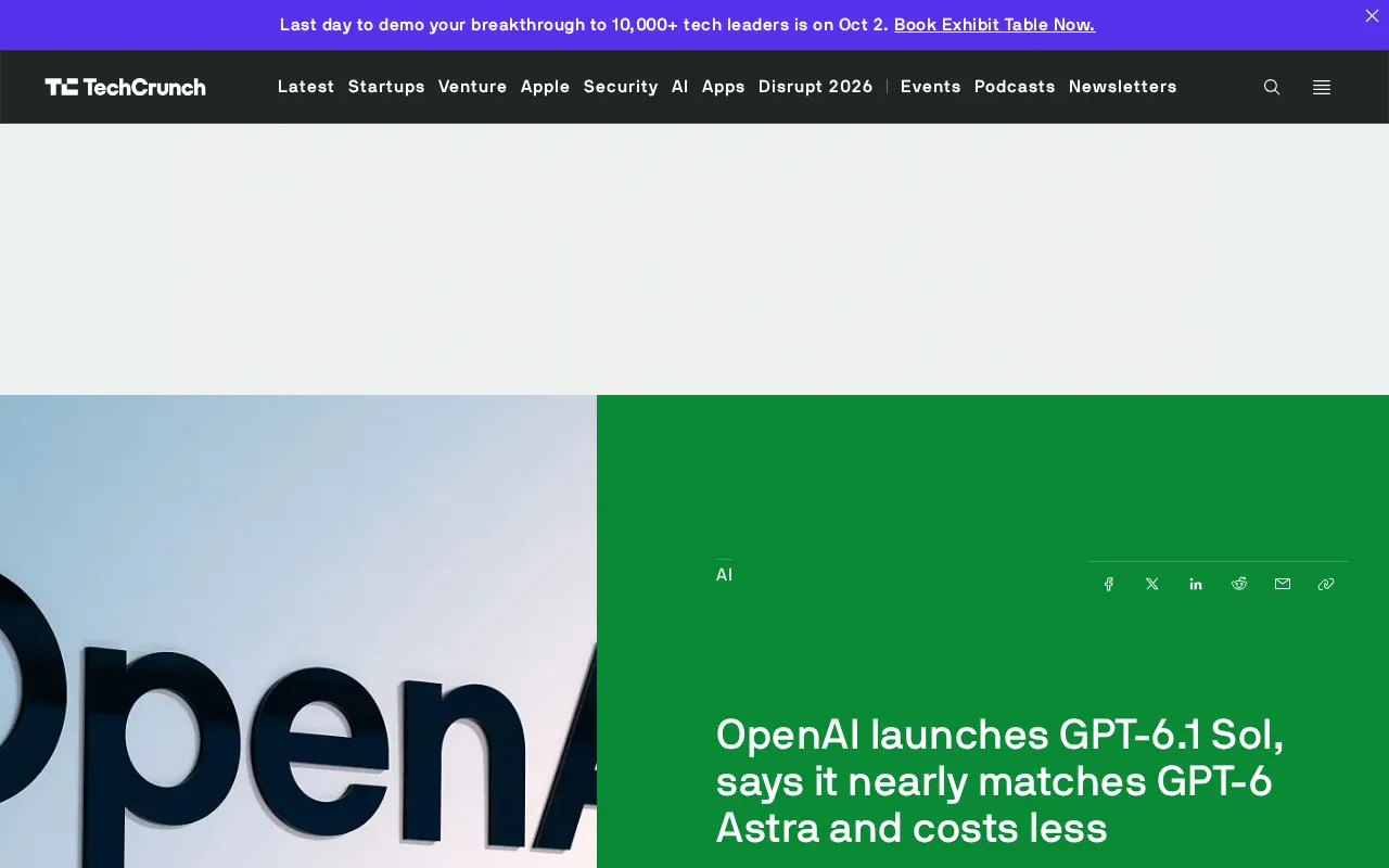 OpenAI Launches GPT-6.1 Sol: Near-Flagship Performance at a Lower Cost