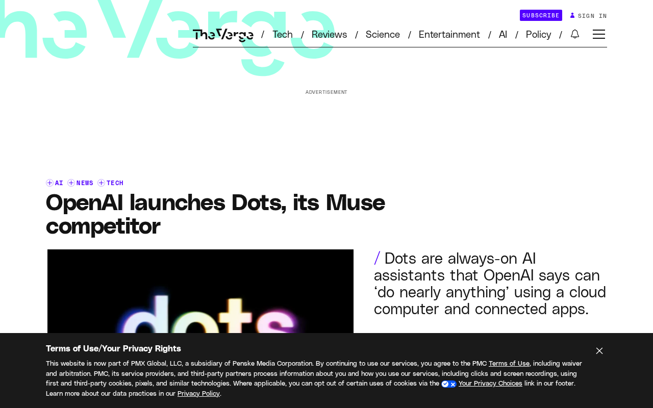 OpenAI推出Dots:对标Meta Muse的常驻AI助手