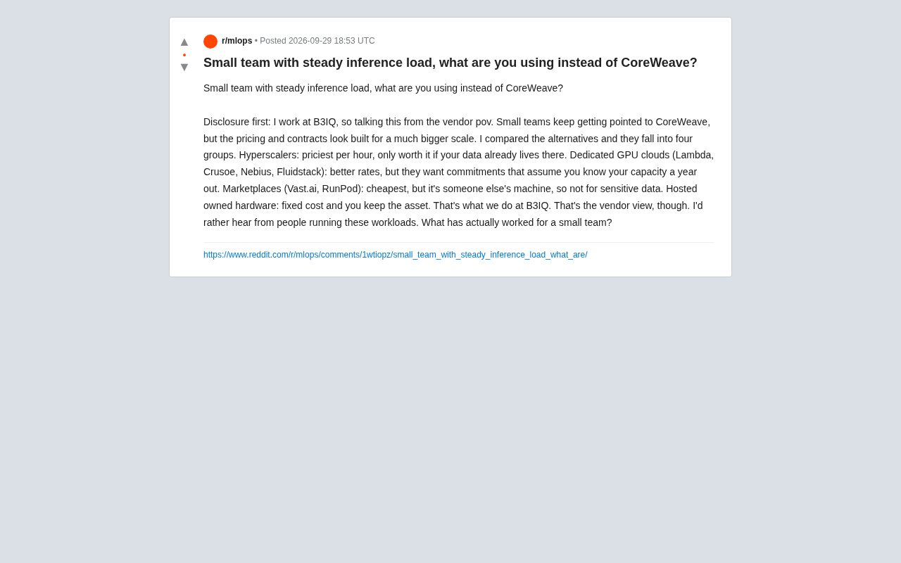 GPU Compute Options Beyond CoreWeave for Small Teams with Steady Inference Loads