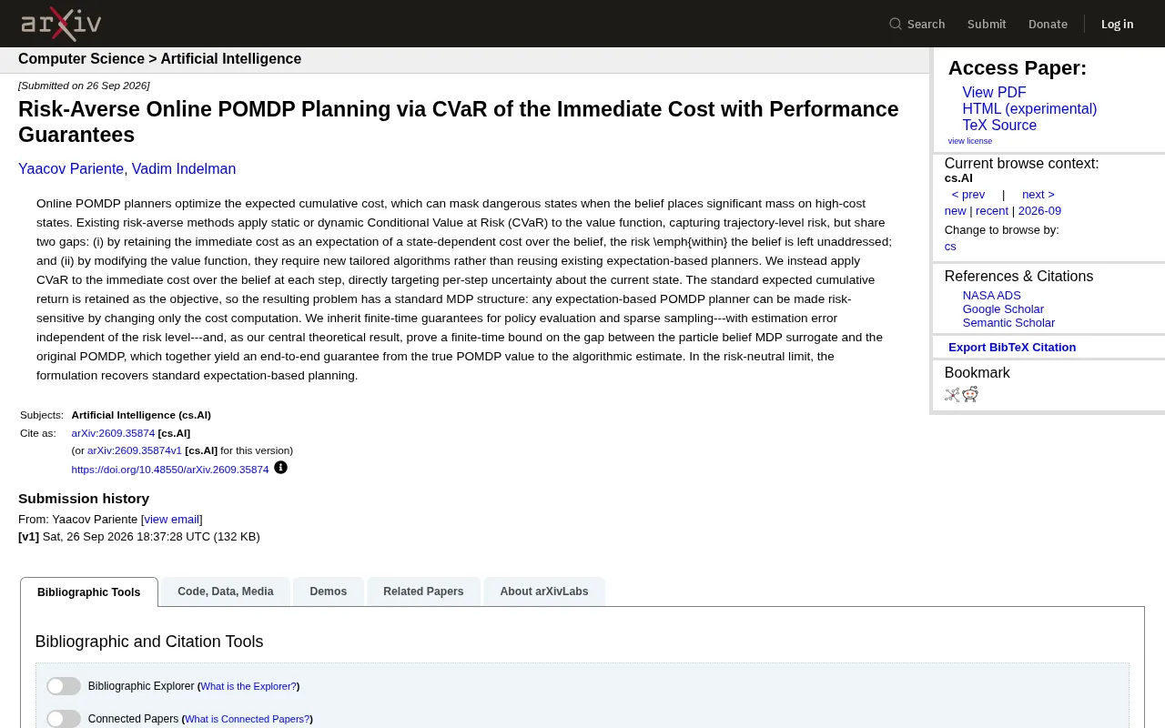 Risk-Averse Online POMDP Planning: A New Approach Based on Per-Step Immediate Cost CVaR