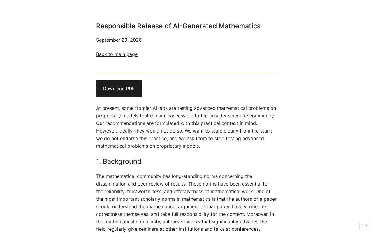 How Should AI-Generated Mathematical Proofs Be Published Responsibly?