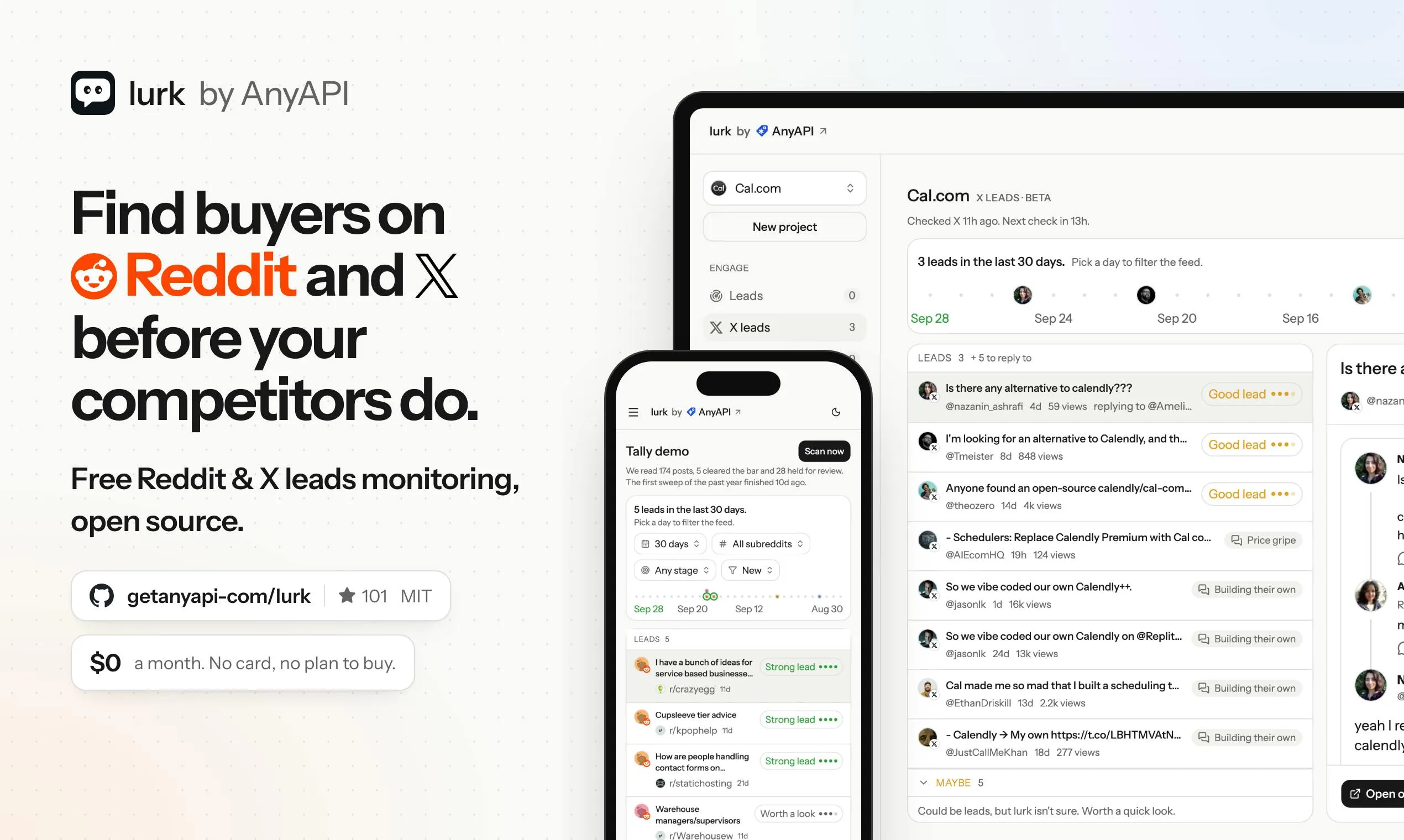 lurk: A Free, Open-Source Reddit & Twitter Prospect Monitoring Tool