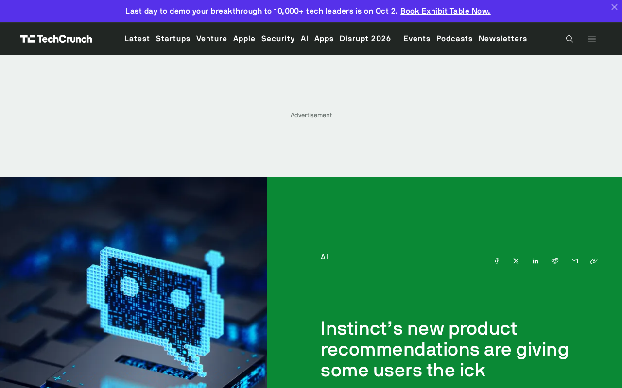 Instinct上线人工推荐功能引争议:用户不满未经请求的建议