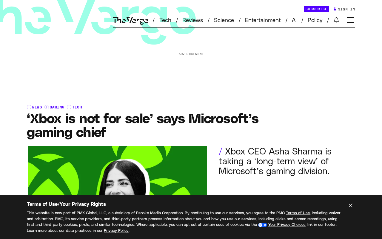 Xbox不会出售:微软游戏负责人正面回应拆分传闻