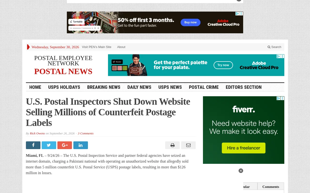 USPS Seizes Counterfeit Postage Label Website: A Large-Scale Postal Fraud Operation