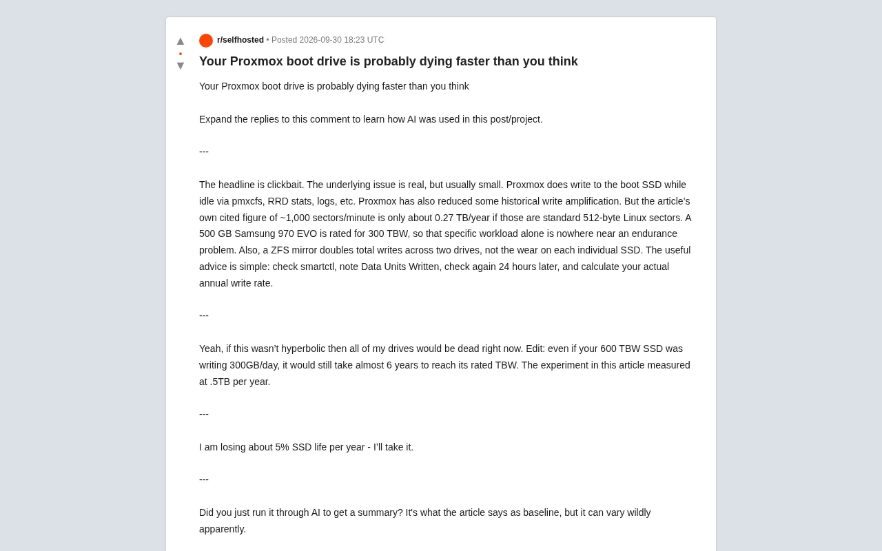 Does Proxmox Really Kill Your Boot Drive? Community Data Calls the Bluff