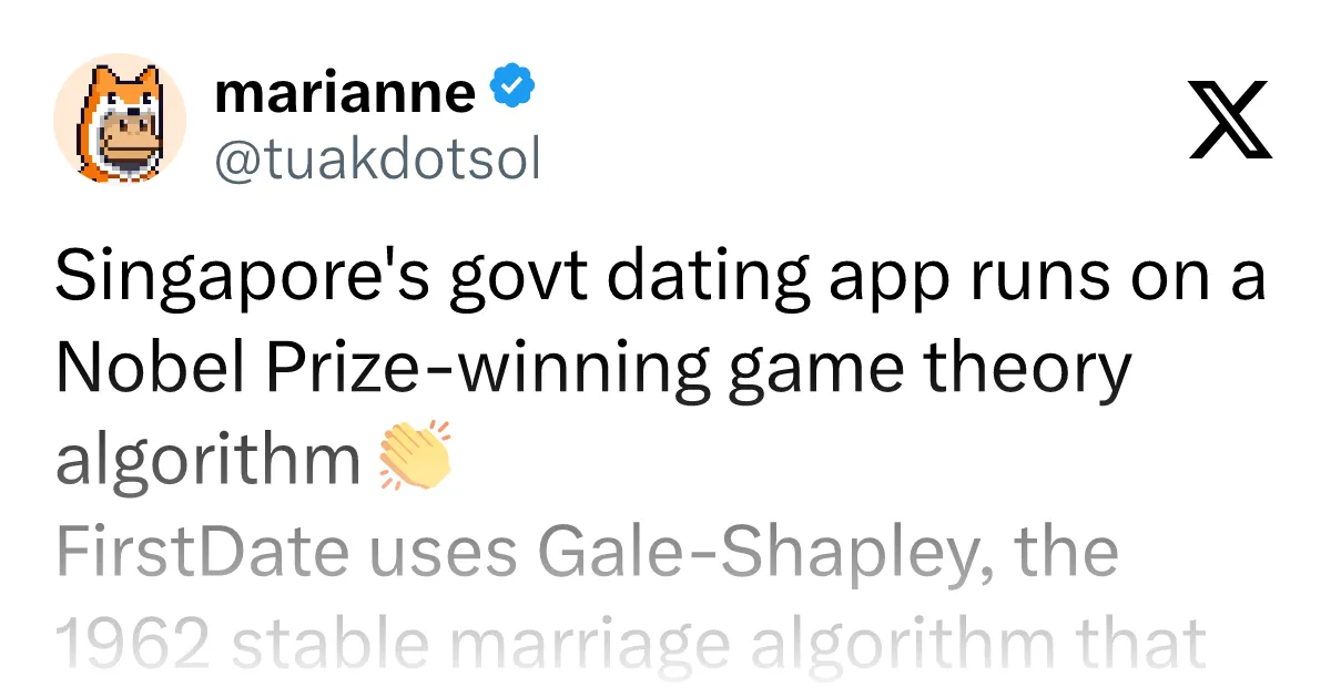 Behind Singapore's Official Dating App: The Gale-Shapley Stable Marriage Algorithm Explained