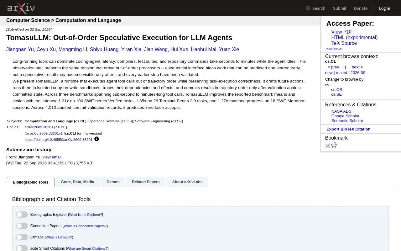 TomasuLLM: Speeding Up LLM Agents with Out-of-Order Speculative Execution