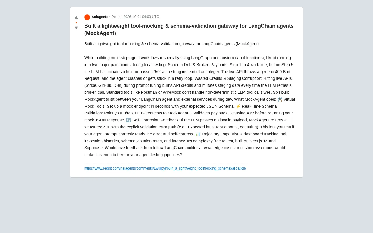 MockAgent: A Tool Mock Gateway Built for Testing LangChain Agents
