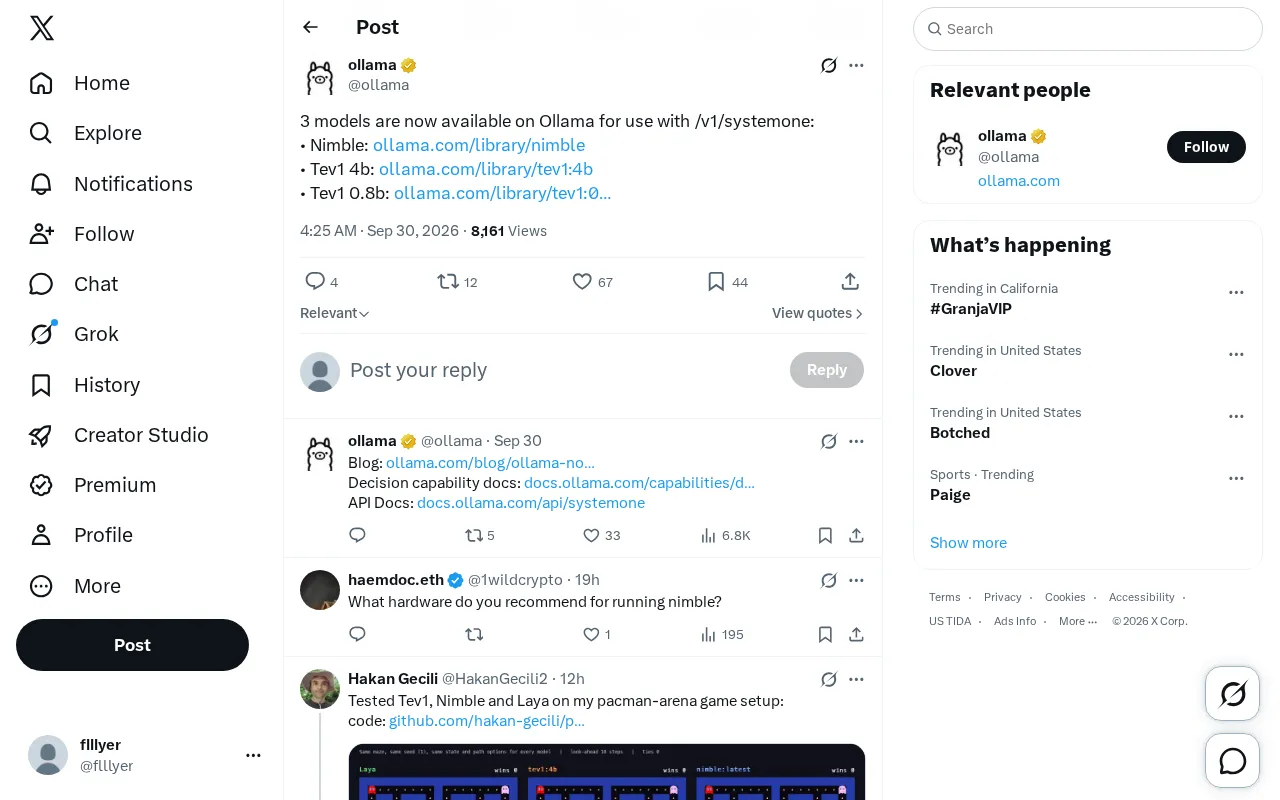 Ollama Adds Three New Models with /v1/systemone API Support