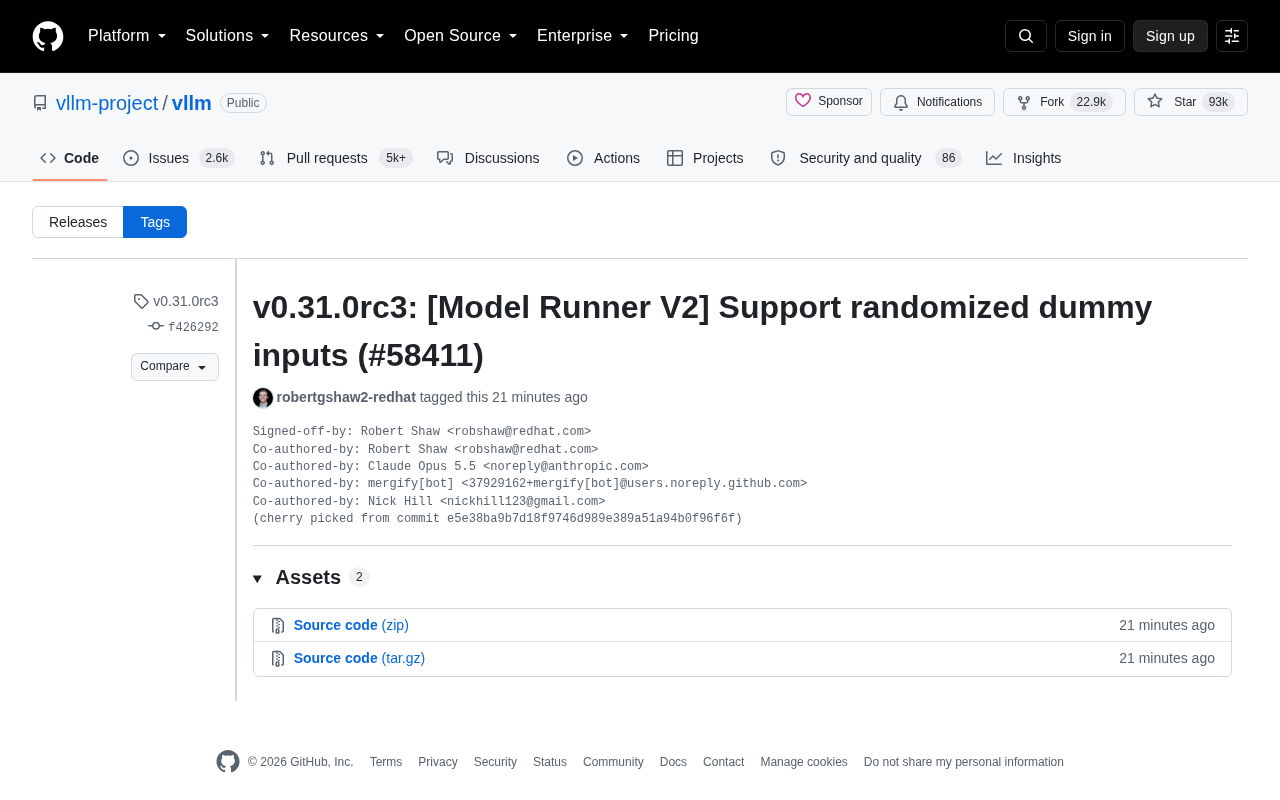 vLLM v0.31.0rc3发布:Model Runner V2引入随机化虚拟输入