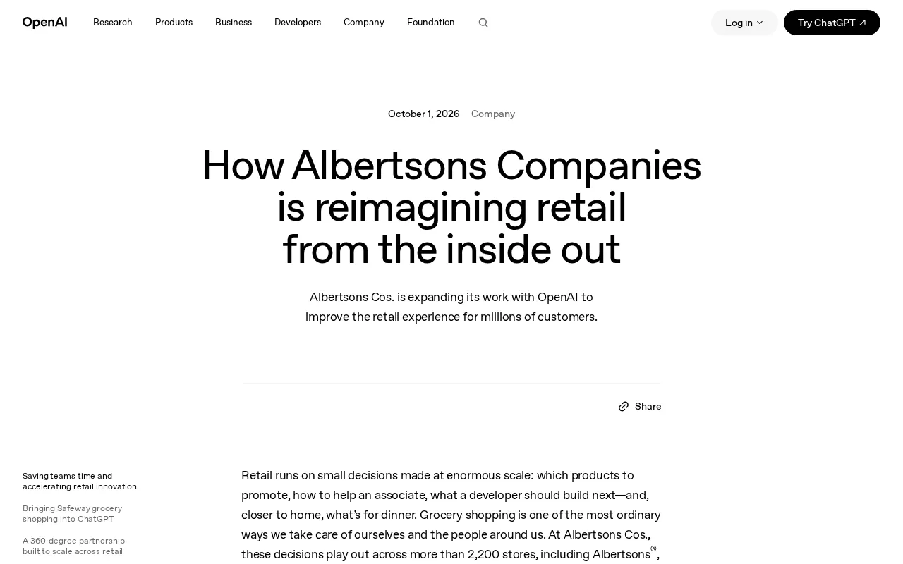 How Albertsons Is Reshaping Retail Operations with ChatGPT Enterprise