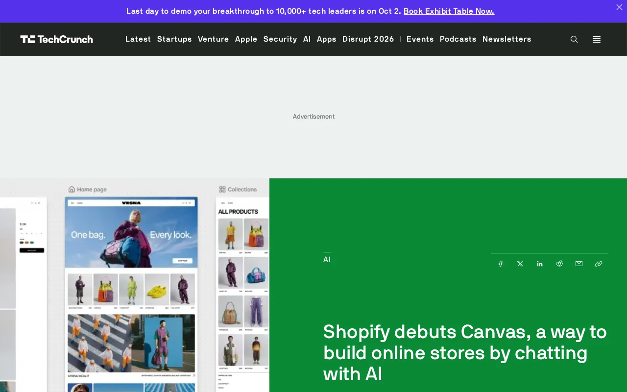 Shopify Launches Canvas: Build Your Online Store Through Conversation with AI